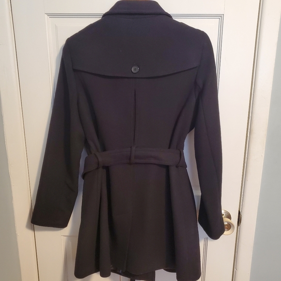 DKNY Women's Wool Blend Black Belted Trench Coat - Picture 8 of 14